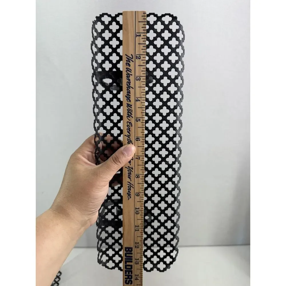 Black Metal Wall Shelves Pair Lattice Filigree MCM 13.5x4.5 Decor VTG